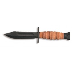 Couteau Survival 499 Ontario Knive Co lame noir lisse 12.7cm manche cuir - 2