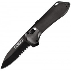 Couteau Highbrow Noir lame semi-dentelée GERBER - 1
