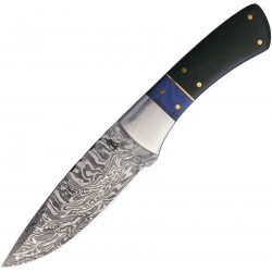 Couteau Buck'N'Bear lame lisse Damascus 10.8cm manche Micarta - 10081C - 1