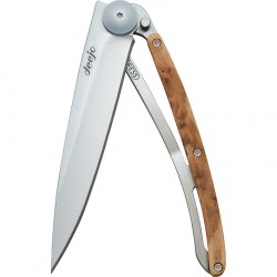 Couteau Deejo en bois de genévrier lame 9.5cm lisse - 1